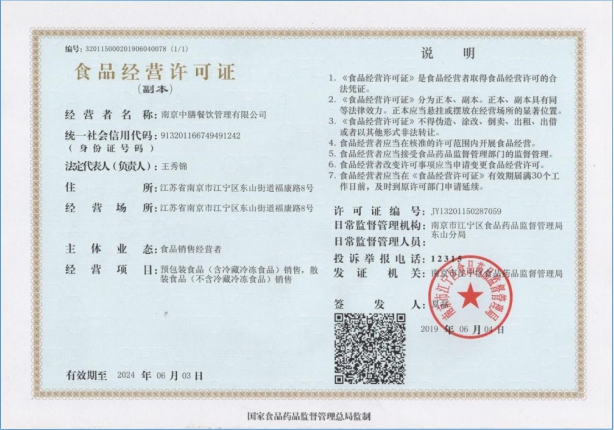 食品經營許可證